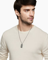 Chevron Tag in Sterling Silver with Meteorite, 35mm